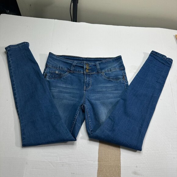 Ymi Jeans Denim - YMI Wanna Betta Butt Mid-Rise Skinny Jeans Size 9 Stretchy Denim Blue